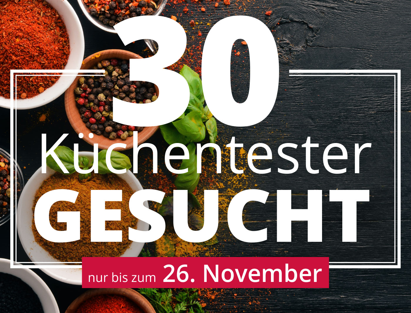 30 Küchentester GESUCHT bis zum 26. November